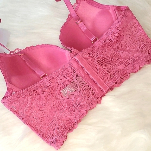 🆕️NWT Daisy Fuentes Dusty Blush Pink Lace Floral Pushup Long Line Bra Size 34B - Picture 12 of 16